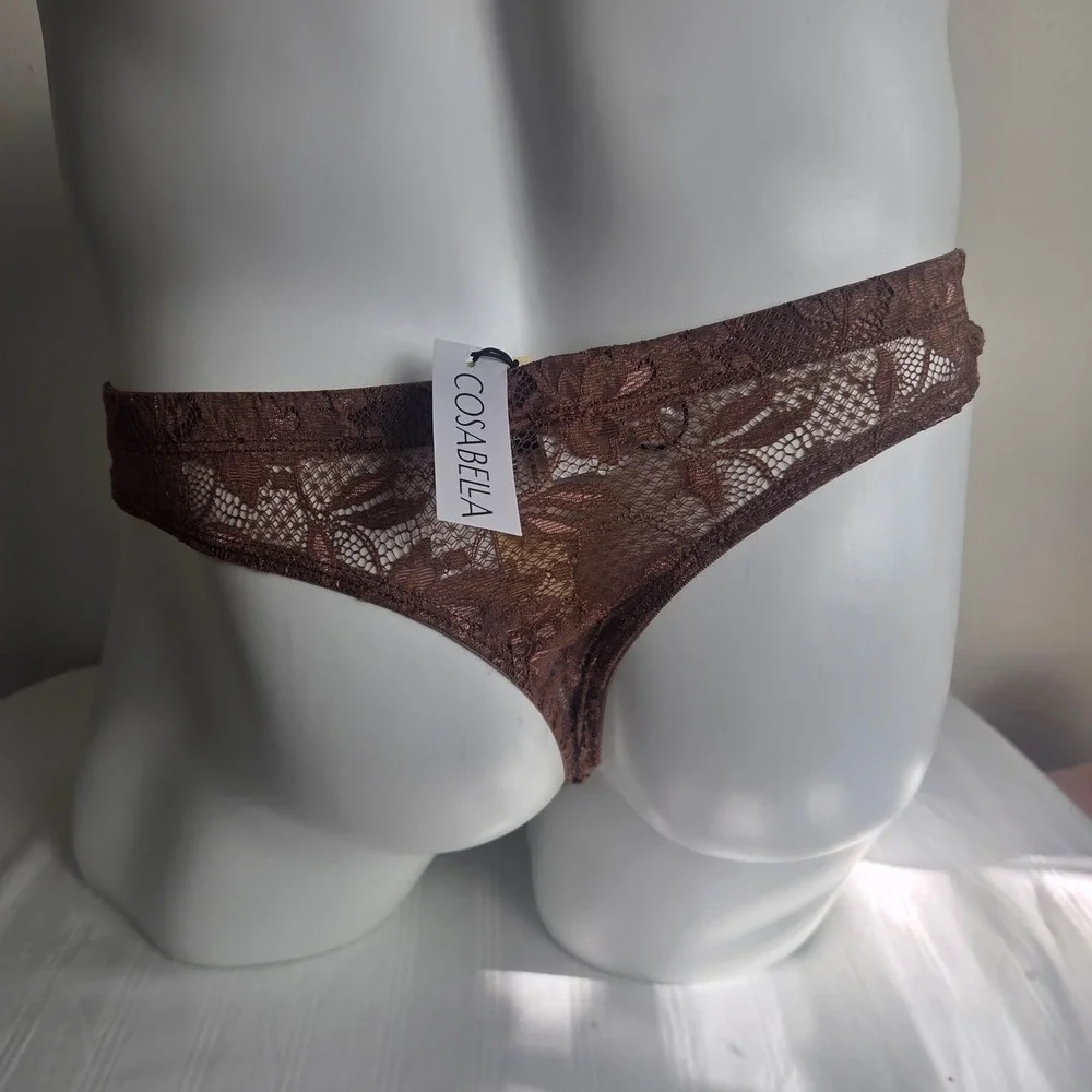 Cosabella Italian Men's Floral Lace G-String Brown UNO Designer Underwear S